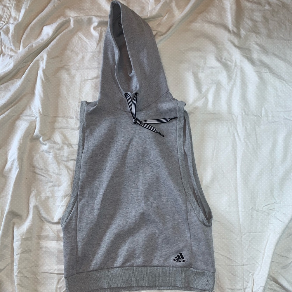 Adidas cut out top with hood
